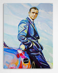 Sean Connery with Aston Martin, James Bond Collection - Print On Fine Art Canvas
