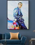 Sean Connery with Aston Martin, James Bond Collection - Print On Fine Art Canvas