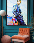 Sean Connery with Aston Martin, James Bond Collection - Print On Fine Art Canvas