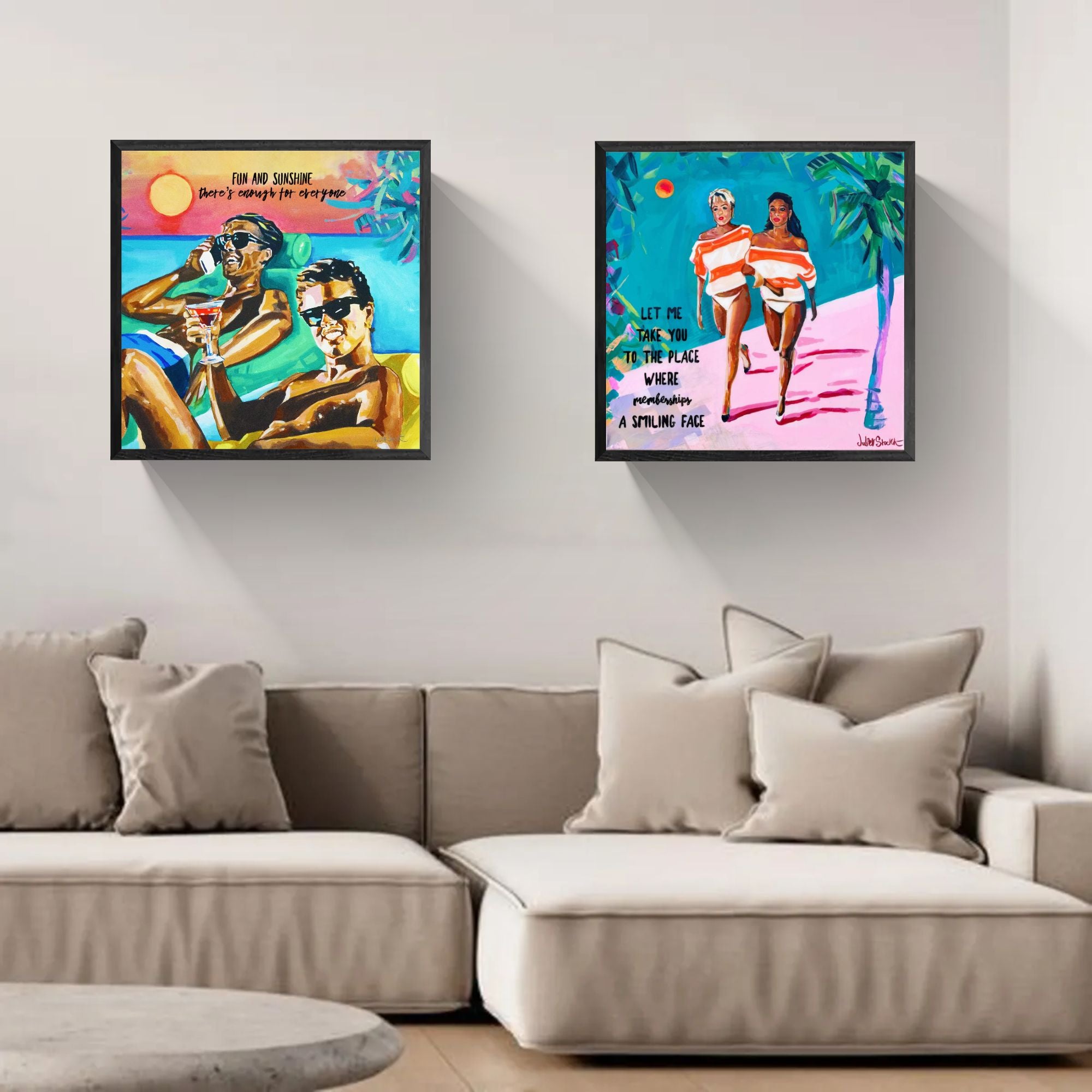 Club Tropicana, Wham! The Boys - Print on Fine Art Canvas (Square)