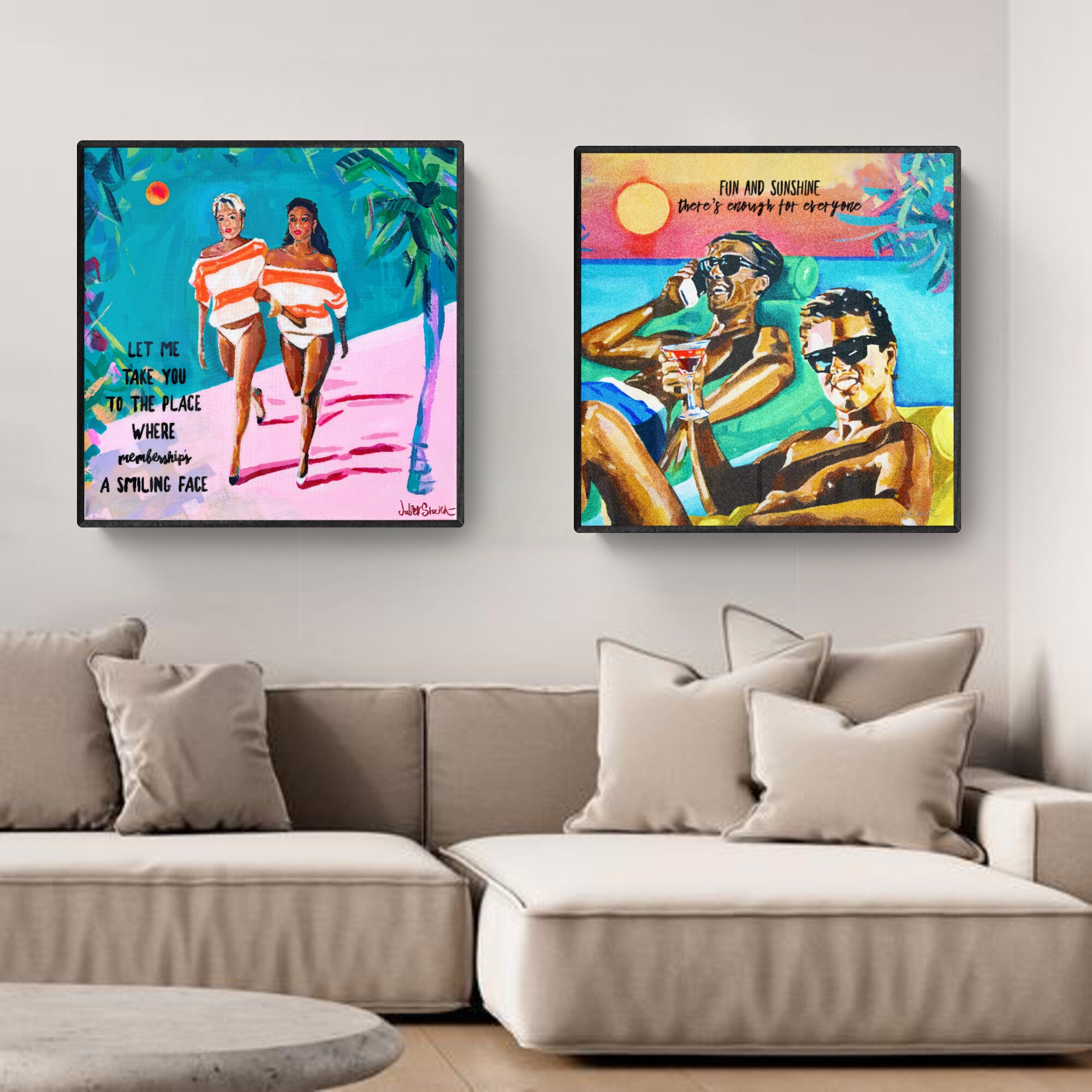 Club Tropicana, Wham! The Boys - Print on Fine Art Canvas (Square)