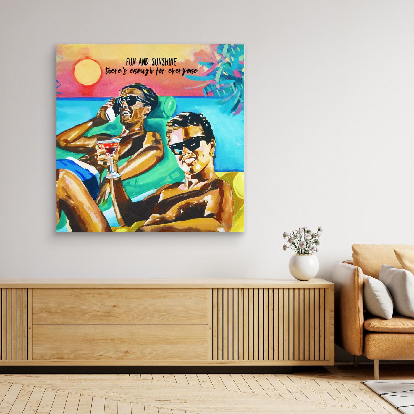 Club Tropicana, Wham! The Boys - Print on Fine Art Canvas (Square)