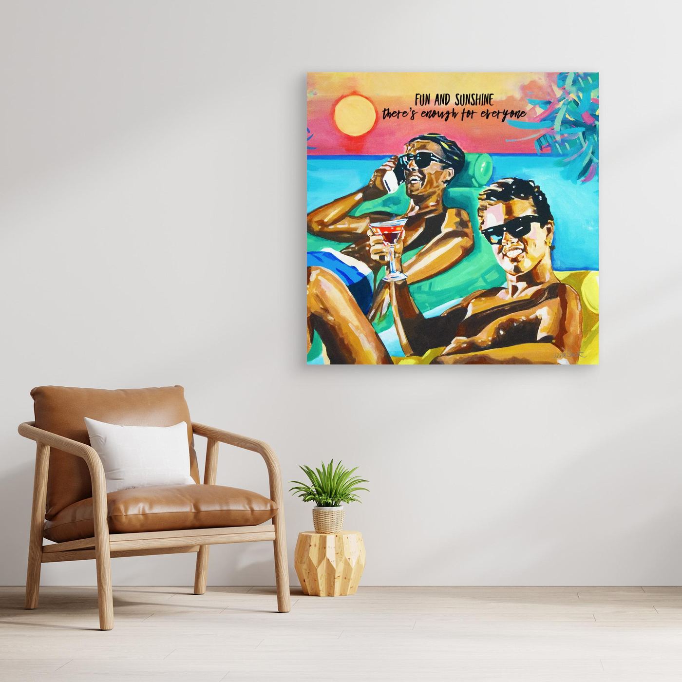 Club Tropicana, Wham! The Boys - Print on Fine Art Canvas (Square)