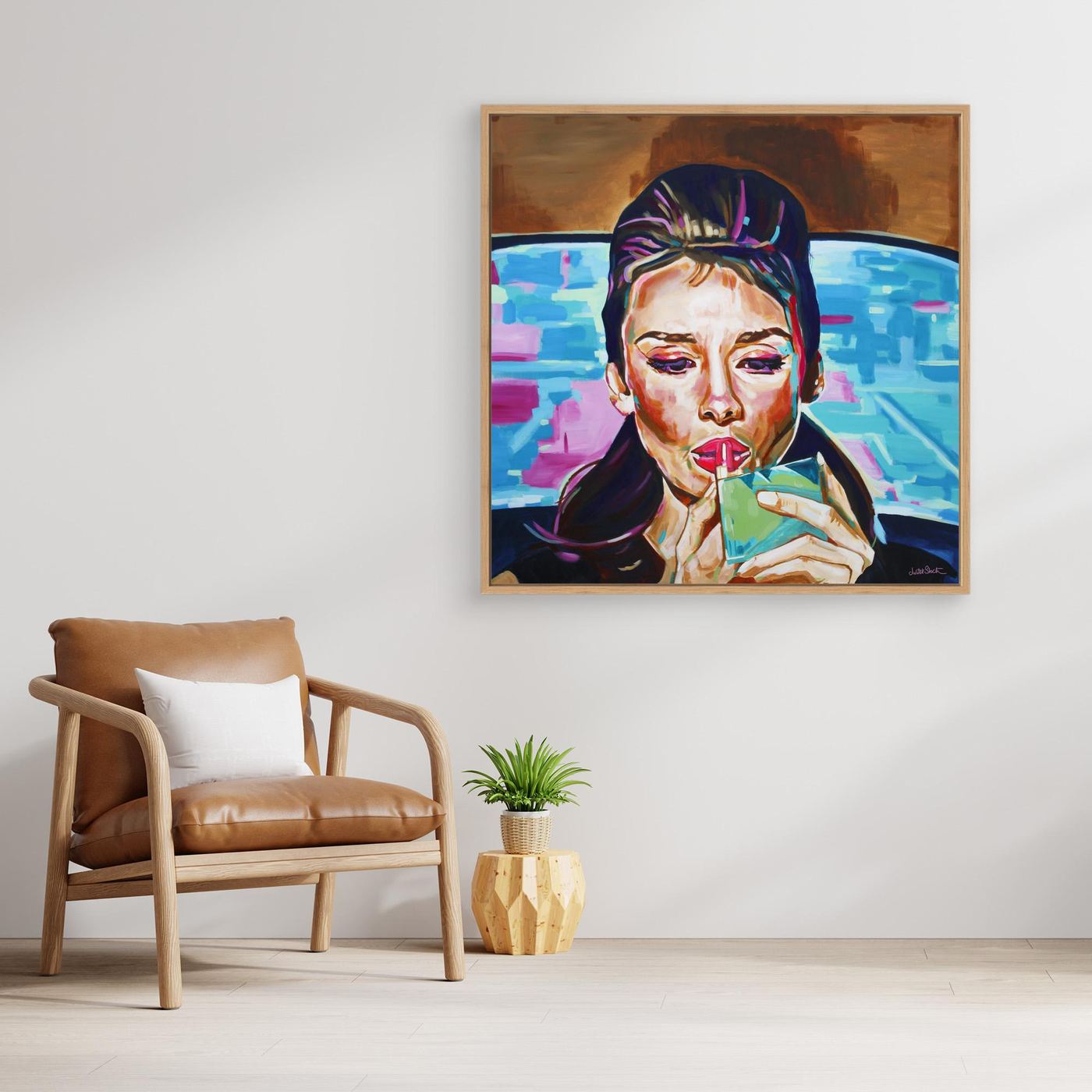 Audrey Hepburn, Pink In The Afternoon - Print on Fine Art Canvas
