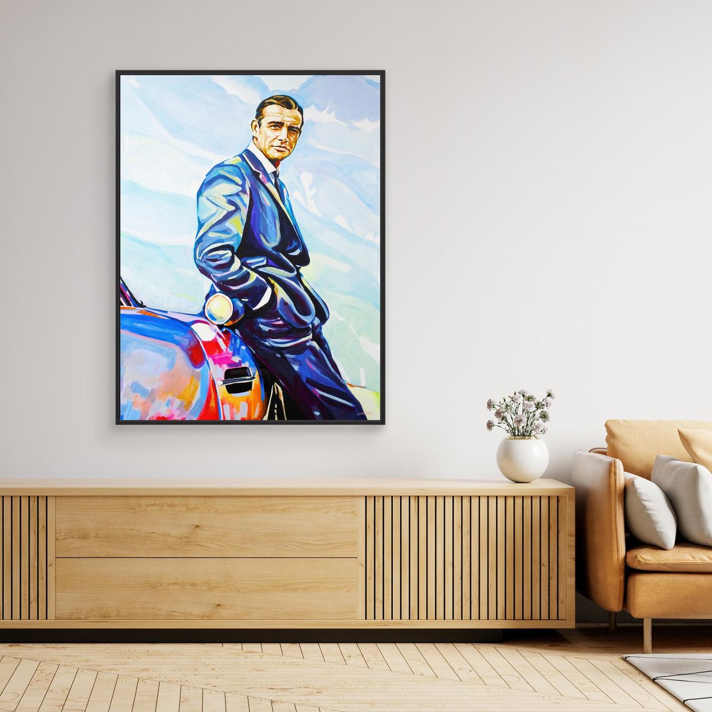 Sean Connery and Aston Martin - Print on Fine Art Canvas