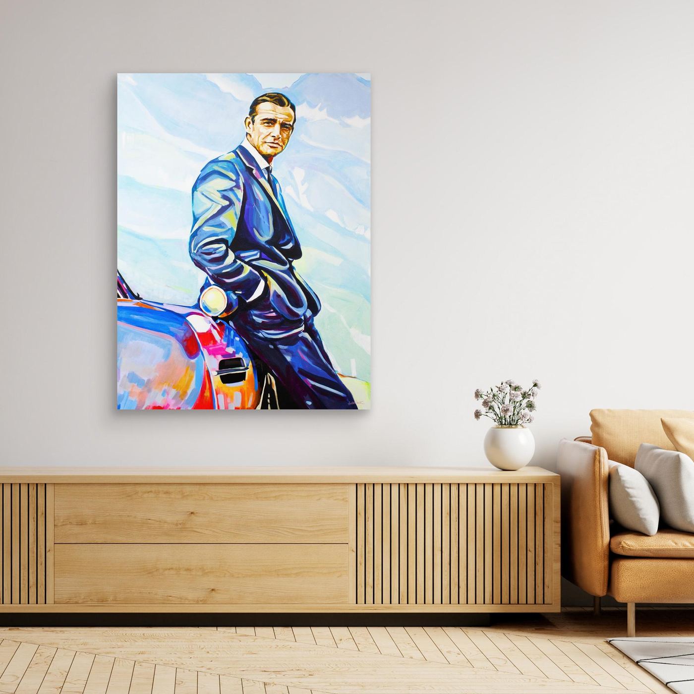 Sean Connery and Aston Martin - Print on Fine Art Canvas
