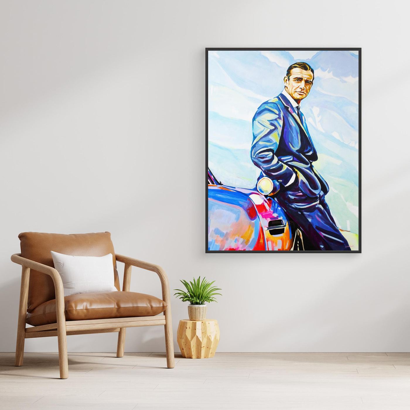 Sean Connery and Aston Martin - Print on Fine Art Canvas