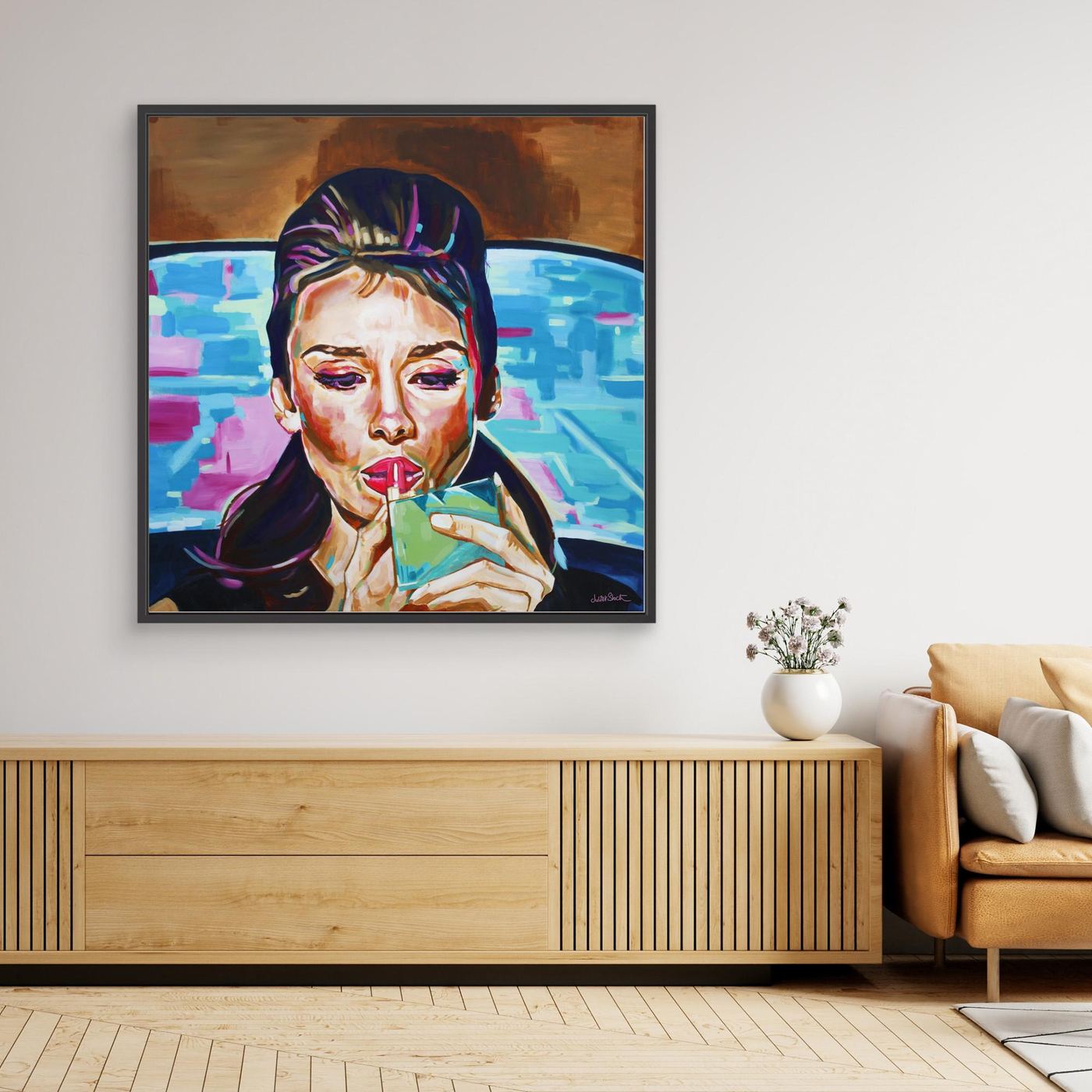 Audrey Hepburn, Pink In The Afternoon - Print on Fine Art Canvas