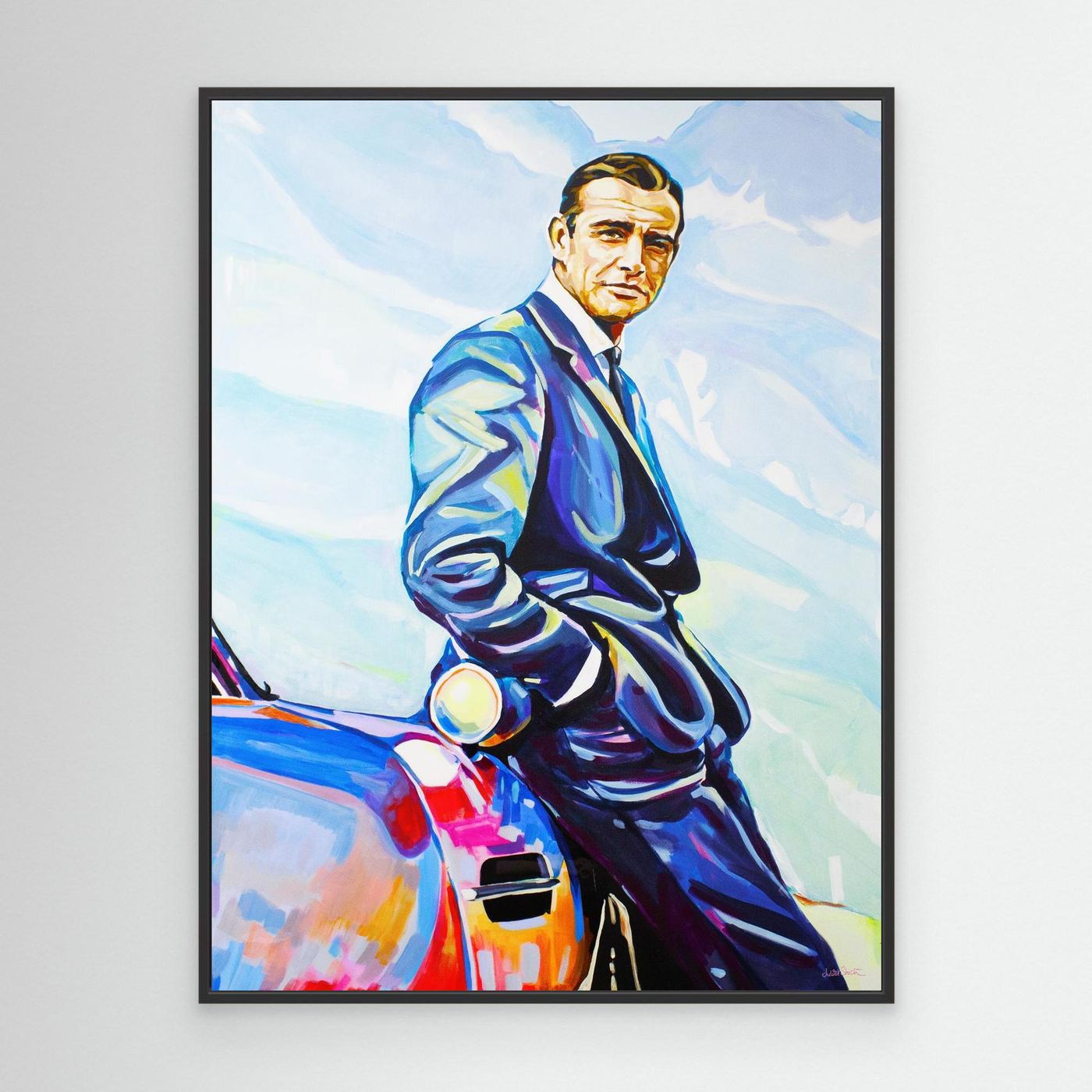 Sean Connery and Aston Martin - Print on Fine Art Canvas