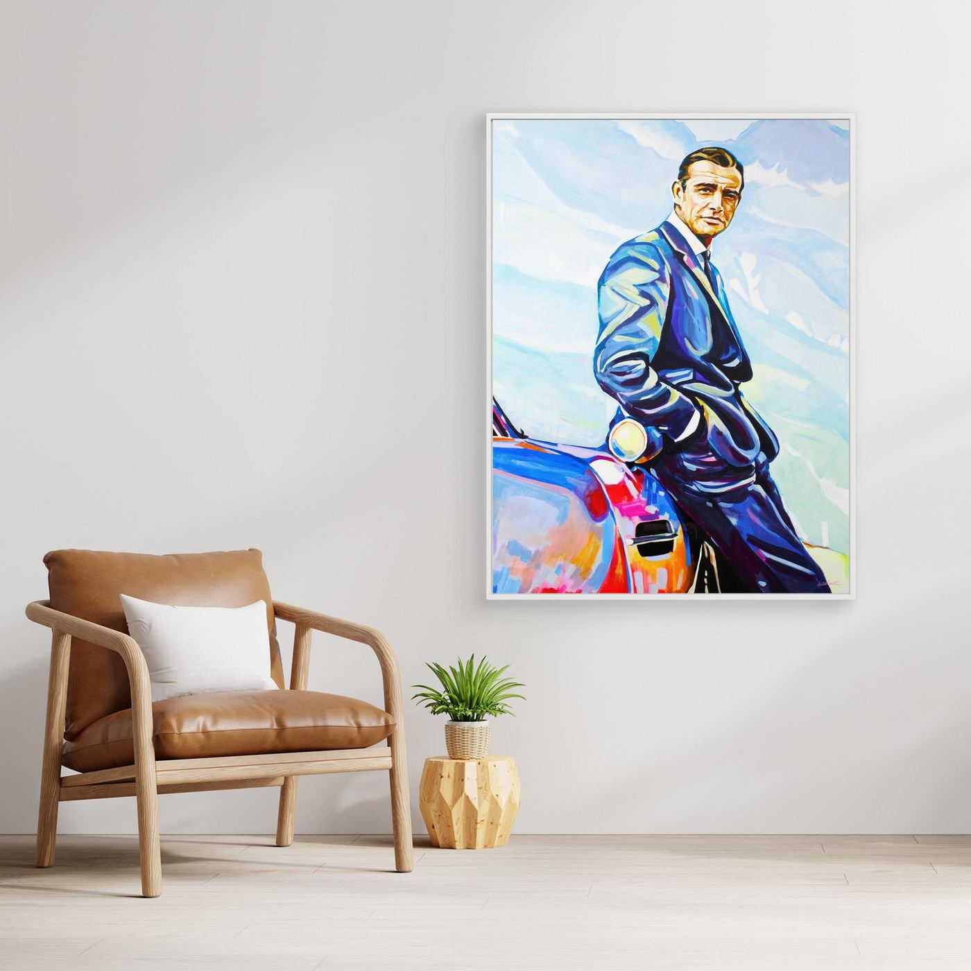 Sean Connery and Aston Martin - Print on Fine Art Canvas