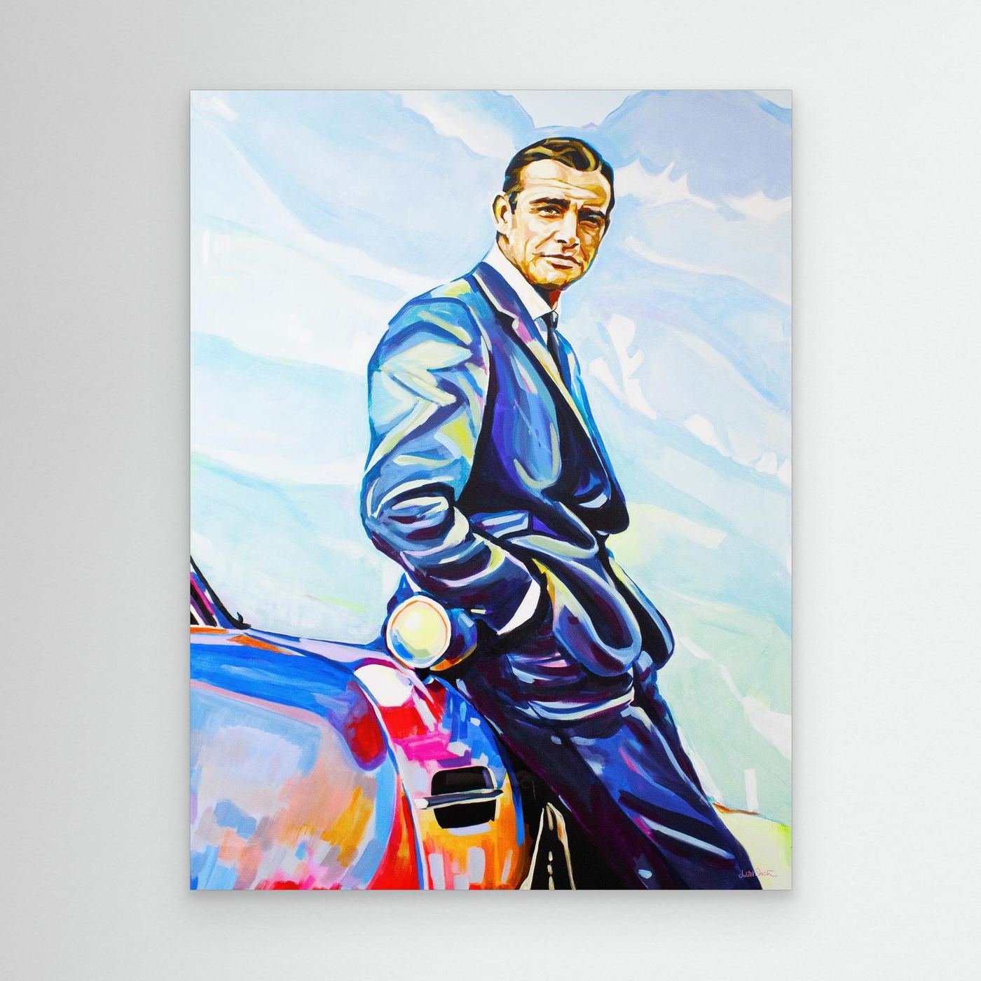 Sean Connery and Aston Martin - Print on Fine Art Canvas